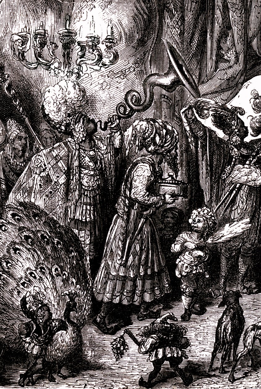 Sindbad der Seefahrer - Märchen aus Tausendundeiner Nacht - Illustration von Gustave Doré (Detail) - Maxwell-Ausgabe 1865 - Sechste Reise: Am Hof des Königs von Serendib von Gustave Dore