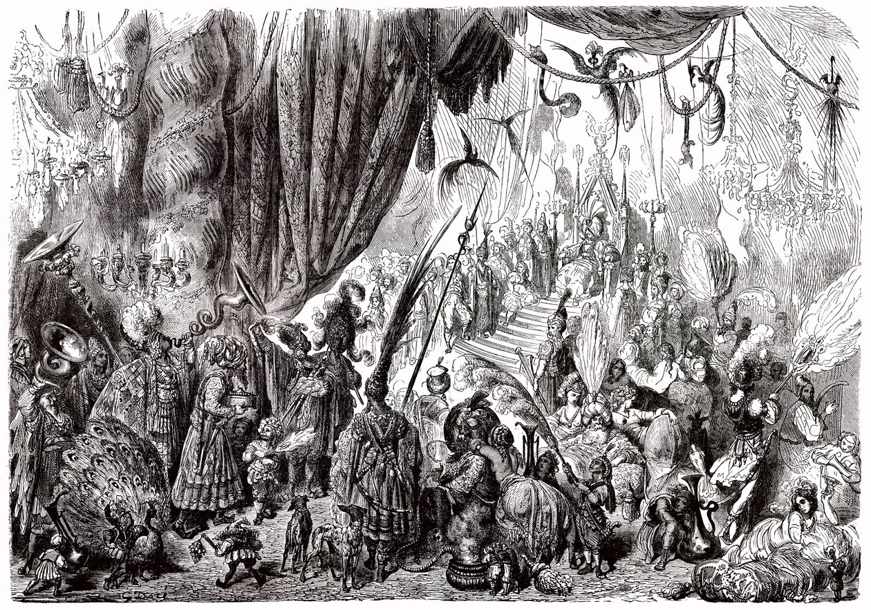 Sindbad der Seefahrer - Märchen aus Tausendundeiner Nacht - Illustration von Gustave Doré - Maxwell-Ausgabe 1865 - Sechste Reise: der Hof des Königs von Serendib von Gustave Dore