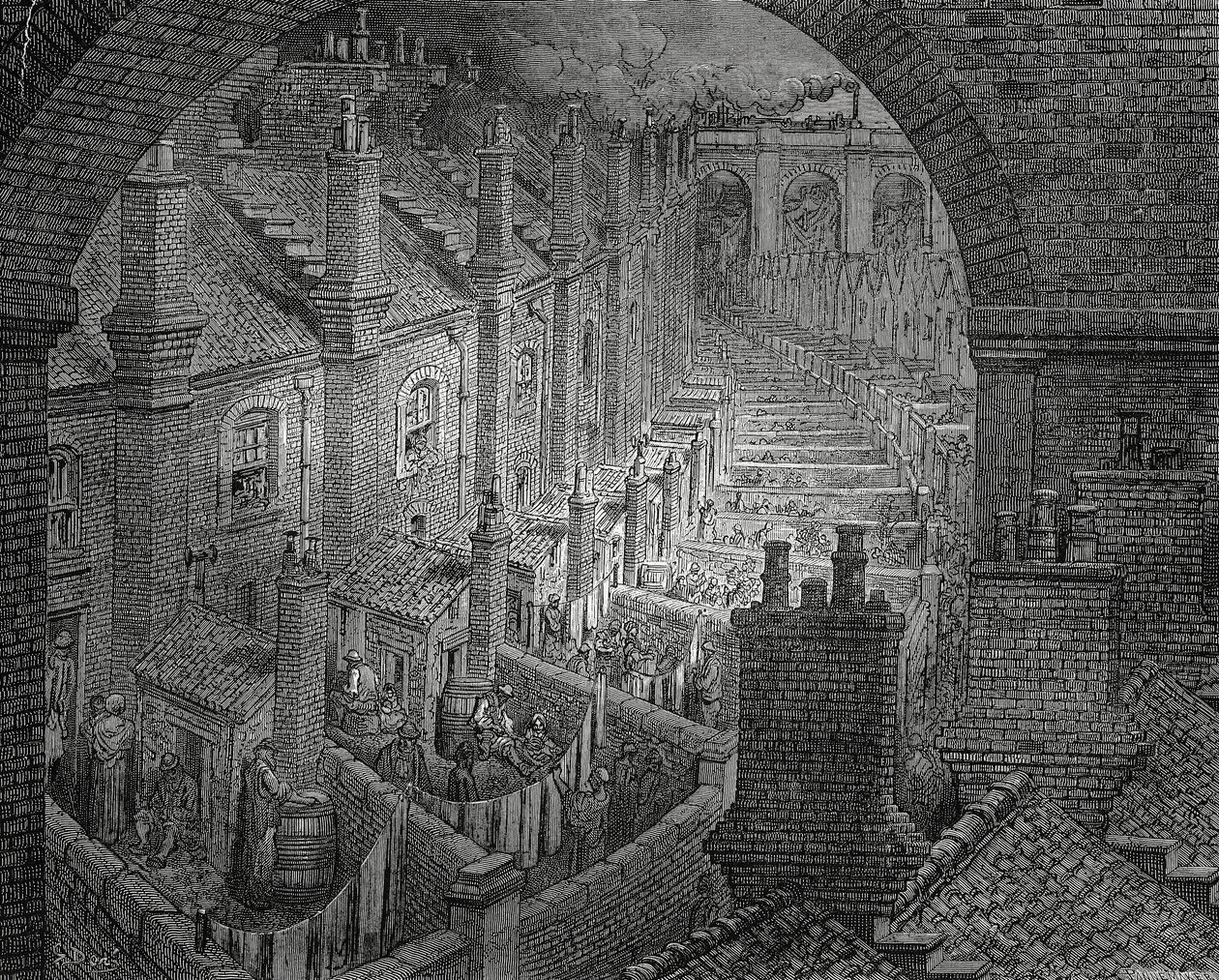 Slums von London, Gravur von Gustave Doré von Gustave Dore