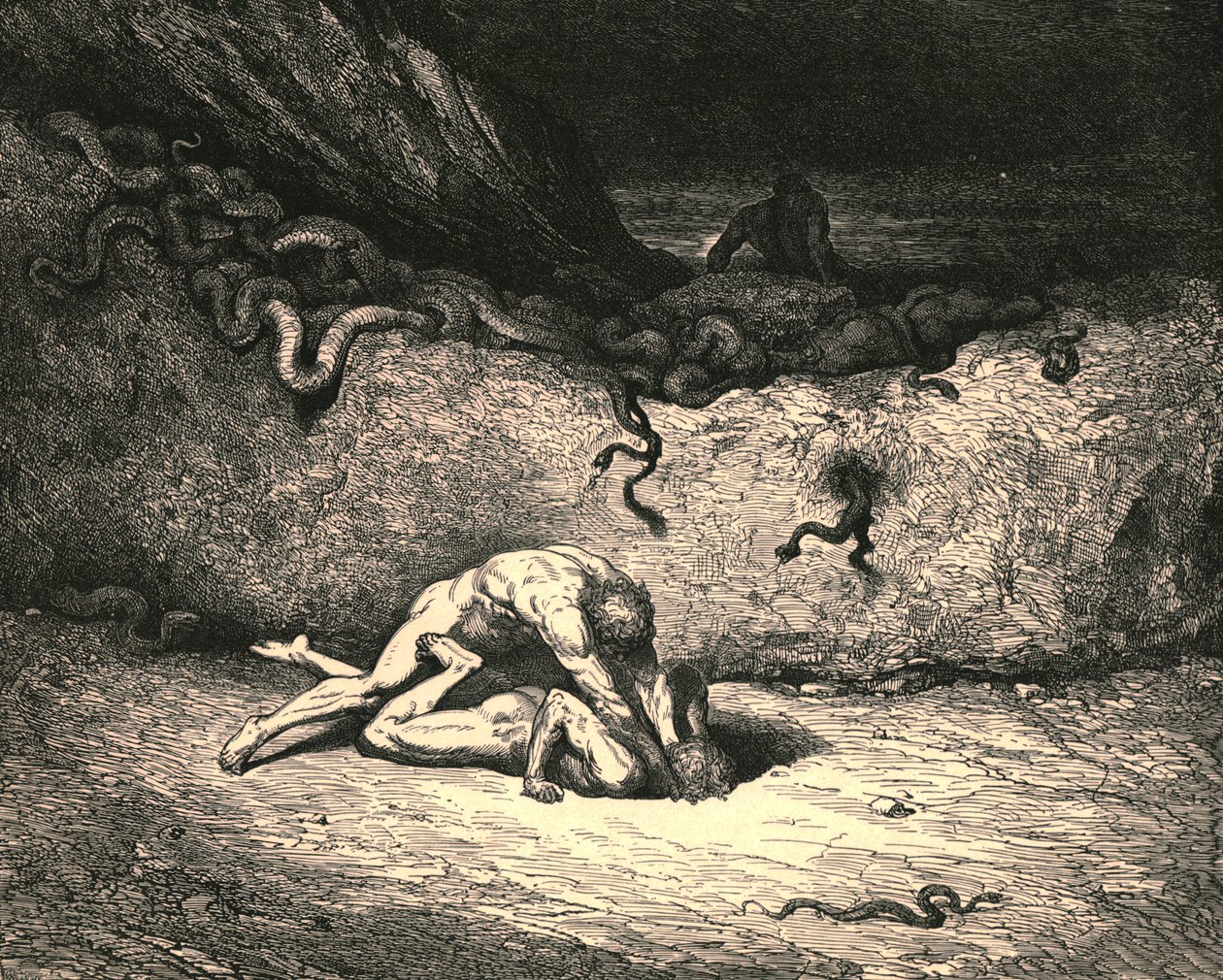 Dieser Luftgeist ist Schicchi, in ähnlicher Stimmung der zufälligen Bosheit lässt er immer noch seinen Ärger aus, ca. 1890 von Gustave Dore