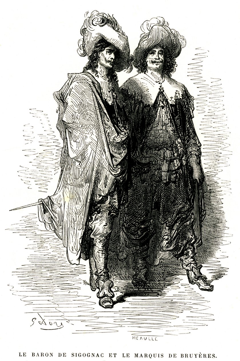Der Baron de Sigognac und der Marquis de Bruyeres. Stich von Gustave Doré zur Illustration von Théophile Gautiers Roman „Le capitaine Fracasse“, Ausgabe Charpentier 1863. von Gustave Dore