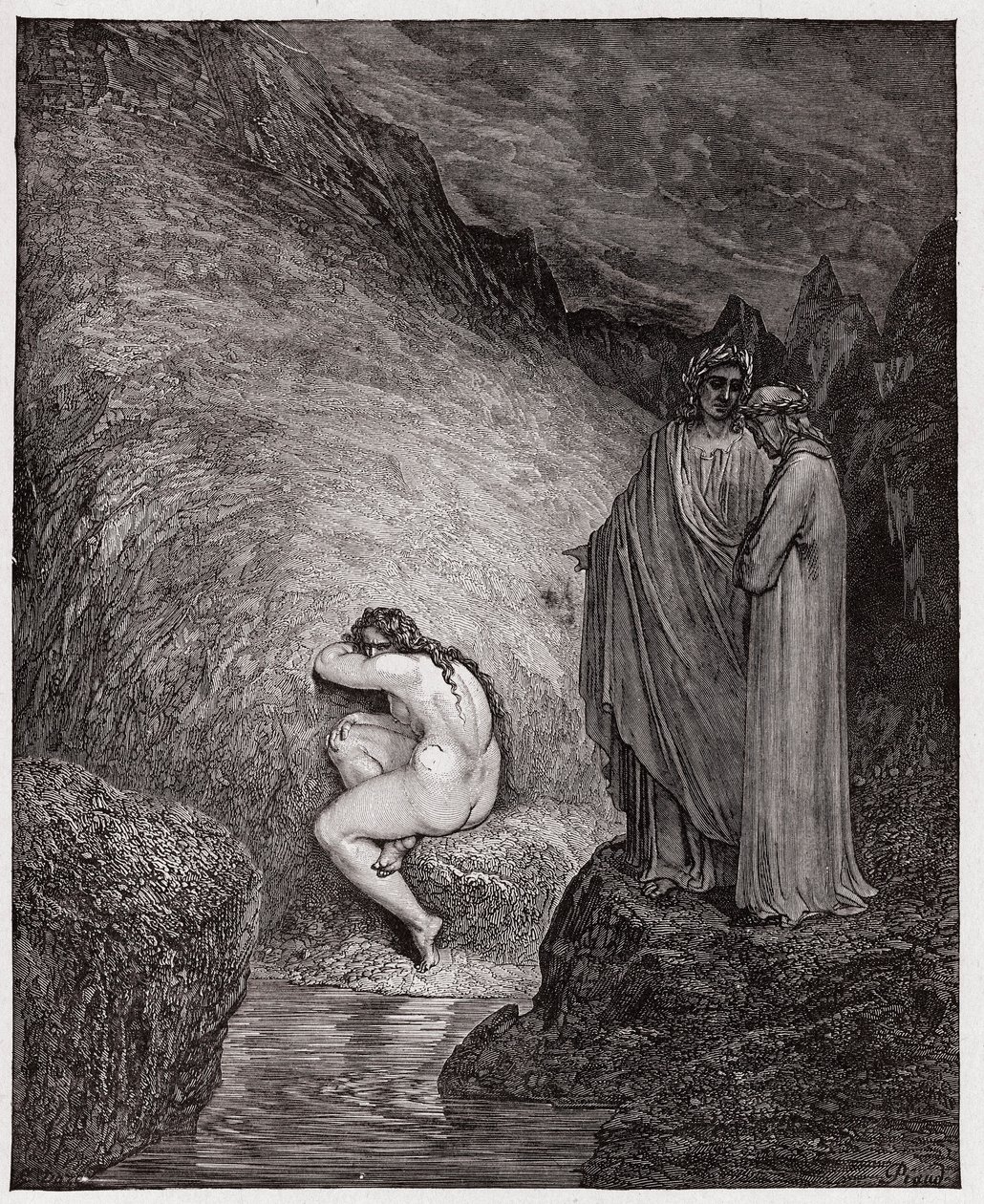 Die Göttliche Komödie, Inferno, Gesang 30: Myrrha, wegen Inzest verurteilt (Illustration von Gustave Doré) von Gustave Dore