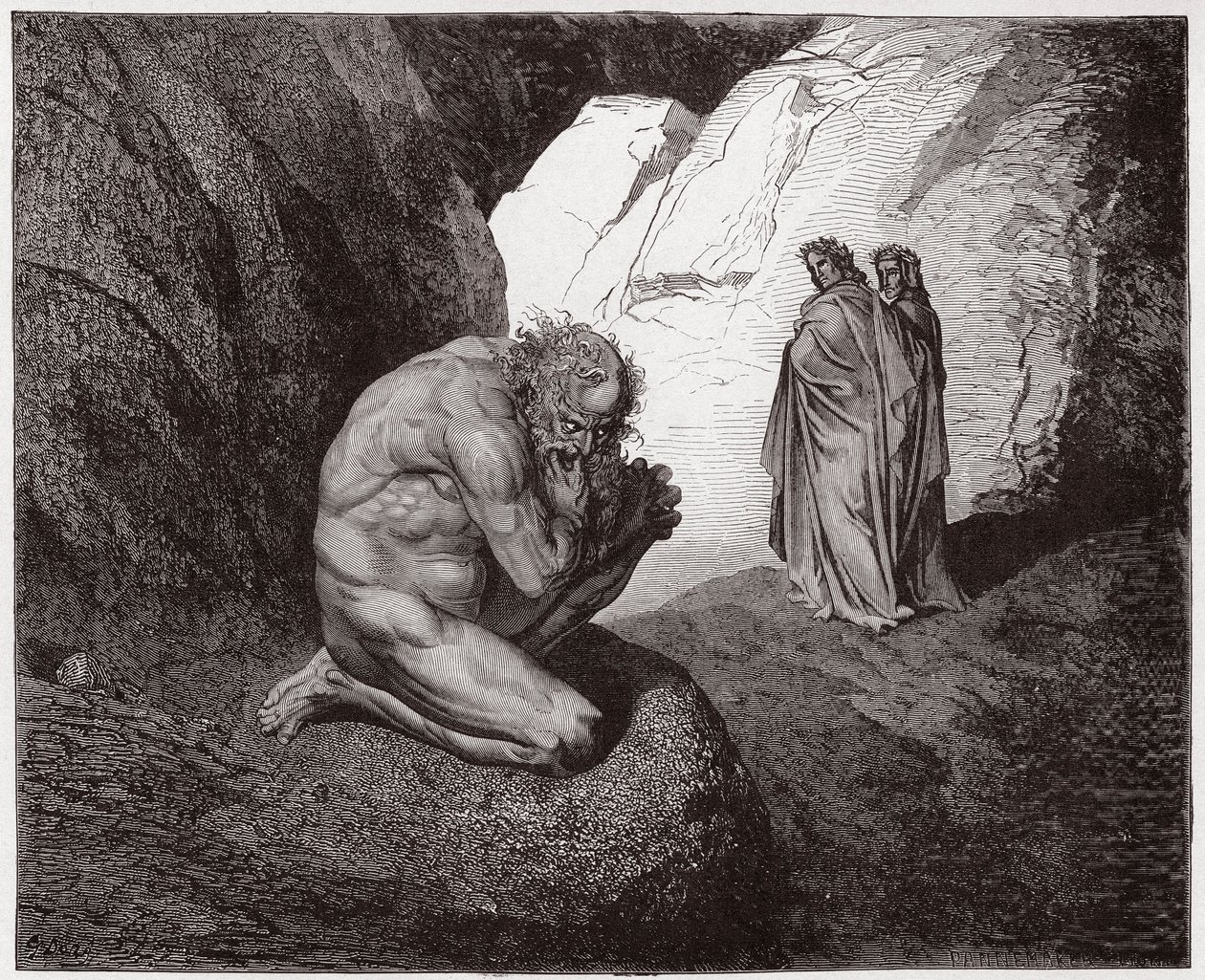 Die Göttliche Komödie (La Divina Commedia), Inferno, Gesang 7: Virgil tadelt Plutus am Eingang zum vierten Kreis - von Dante Alighieri (1265-1321) - Illustration von Gustave Doré (1832-1883) von Gustave Dore
