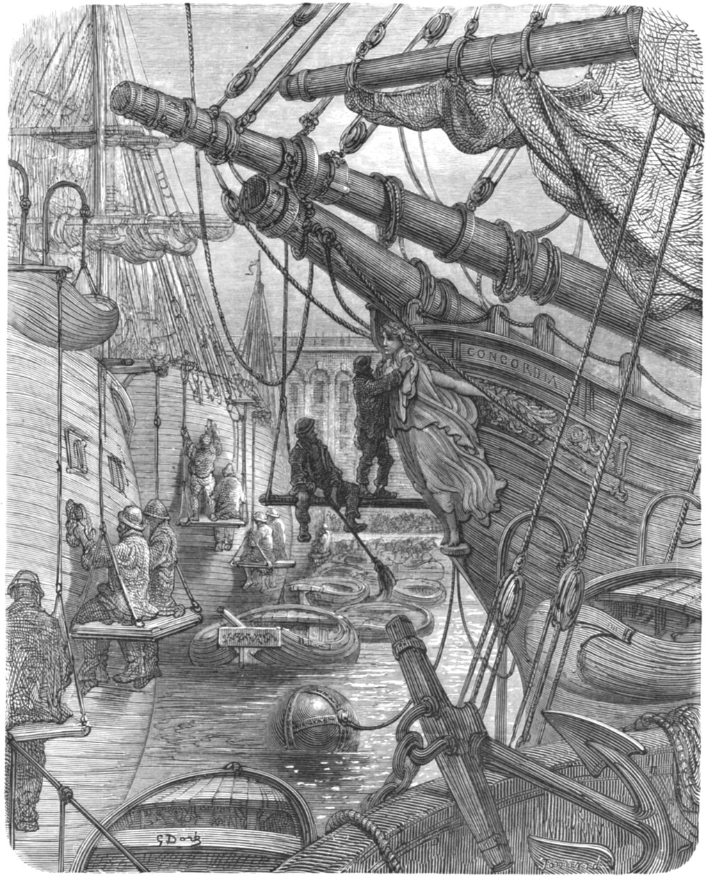 Die Docks - Die Concordia, 1872 von Gustave Dore