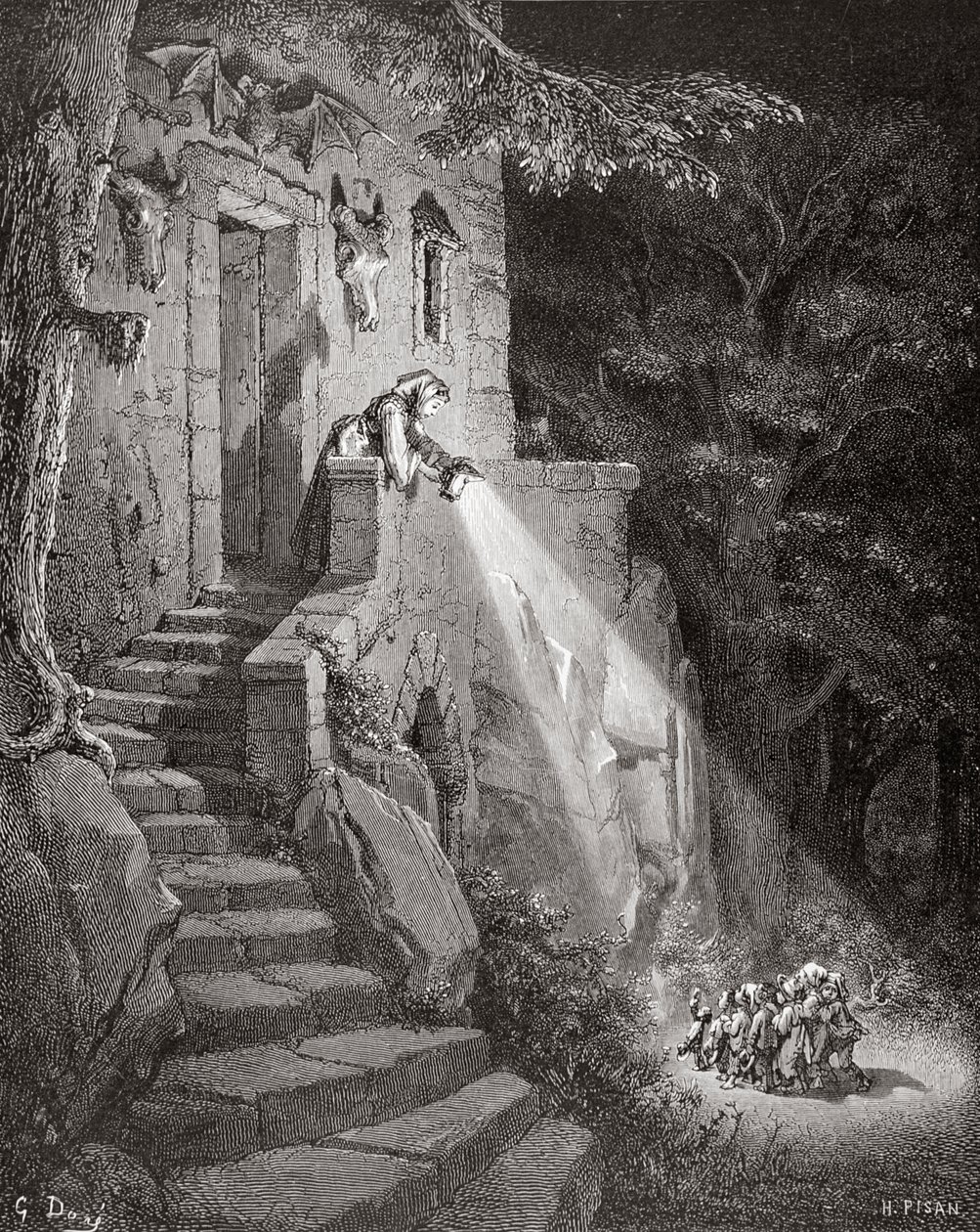 Die Behausung des Ogers, graviert von Heliodore Joseph Pisan, ca. 1868 von Gustave Dore