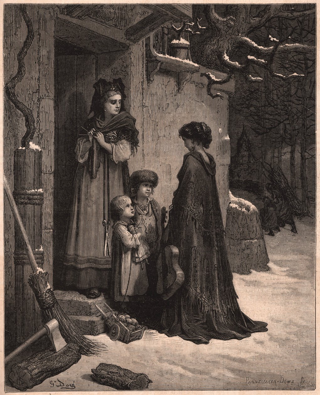 Die Heuschrecke und die Ameise, Illustration aus der Fabel von Jean de la Fontaine von Gustave Dore