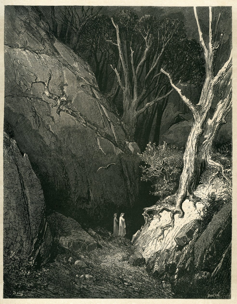 Die Hölle von Dante Alighieri (Die Göttliche Komödie) illustriert von Gustave Doré. Französische Ausgabe von 1861. „Dann bewegte er sich, und ich folgte ihm“ von Gustave Dore