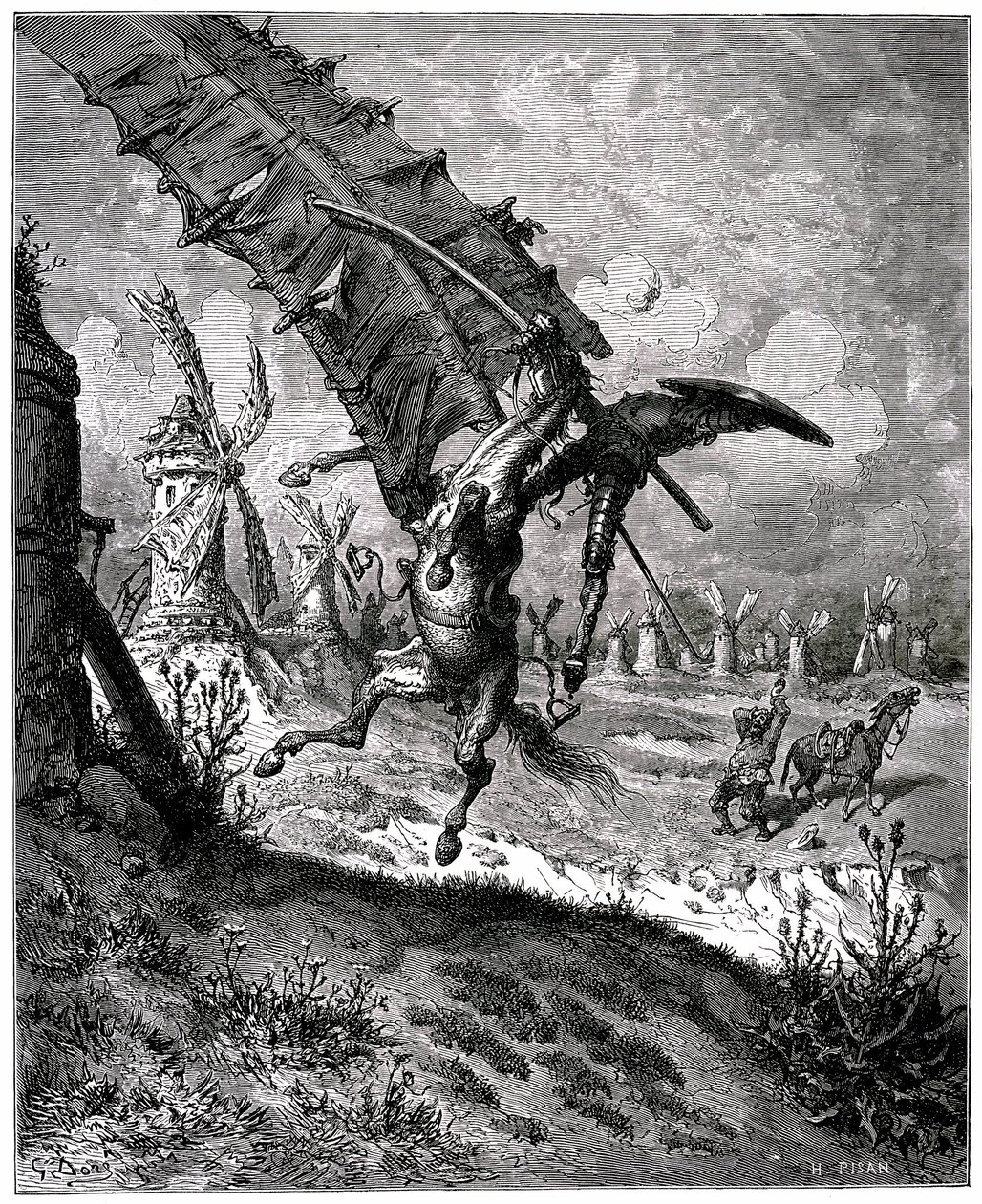 Der geniale Hidalgo Don Quixote des Kanals von Miguel de Cervantes von Gustave Dore