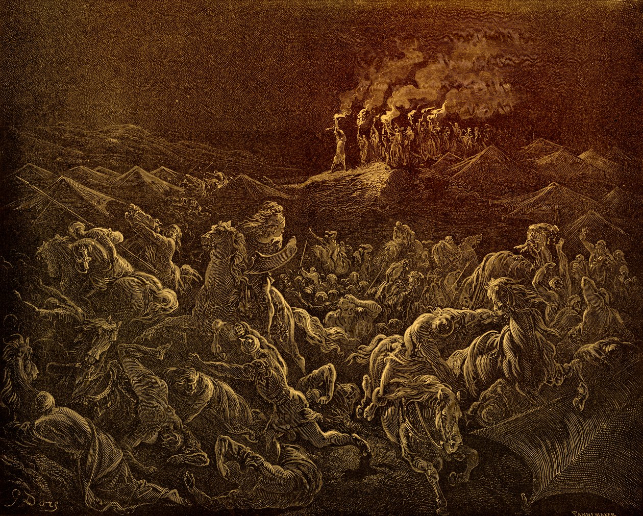 Die Midianiter werden in die Flucht geschlagen - Bibel von Gustave Dore
