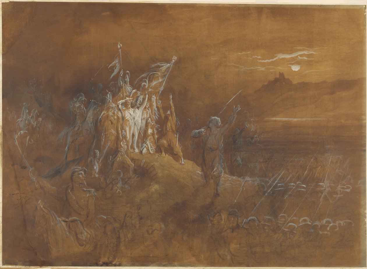 Die Schatten französischer Soldaten aus der Vergangenheit ermahnen die Armee zum Sieg am Rhein von Gustave Dore