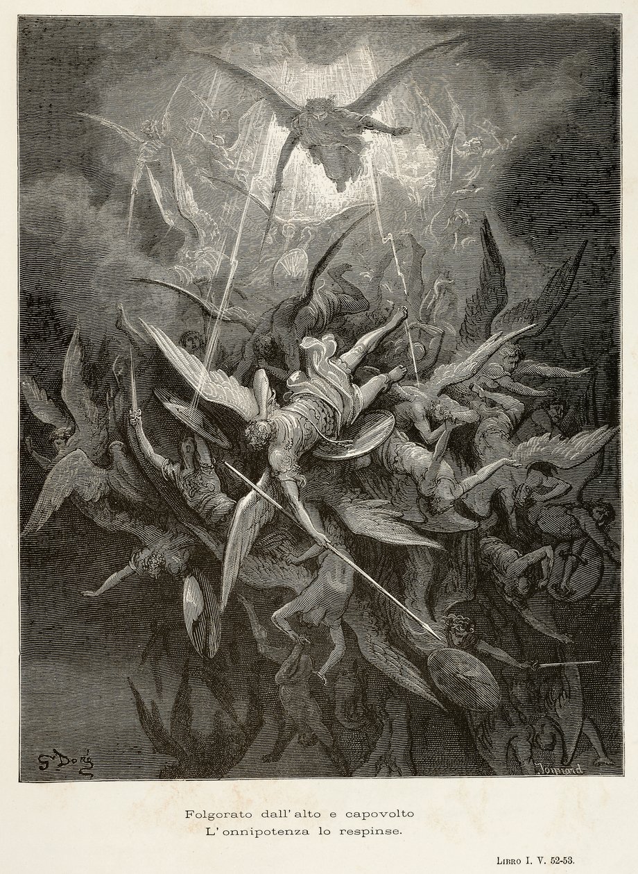 Der Fall der Engel, Szene aus Paradise Lost von Gustave Dore