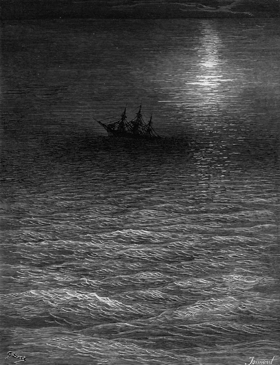 Das gestrandete Schiff in einer mondbeschienenen See, Szene aus 