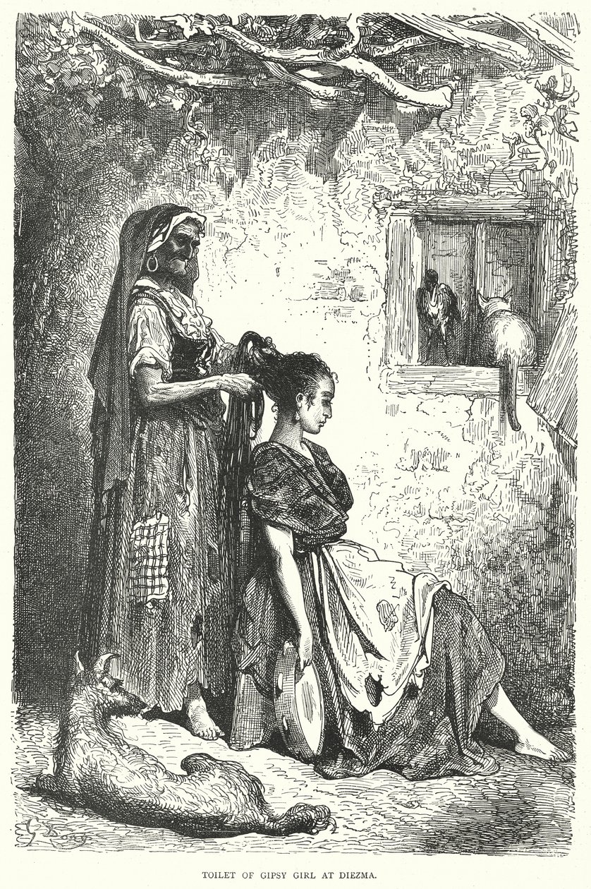 Toilette eines Zigeunermädchens in Diezma von Gustave Dore