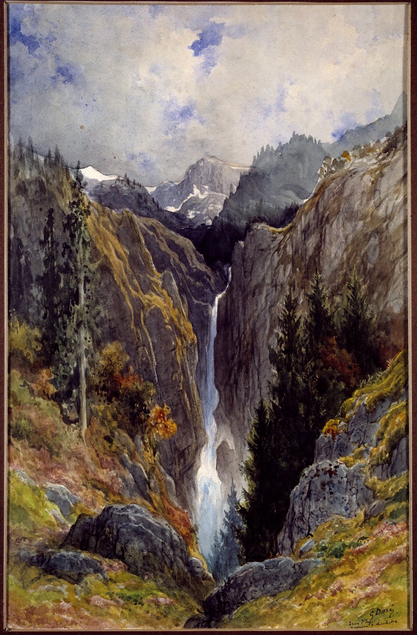 Wasserfall des Höllenlochs im Tal der Lys von Gustave Dore