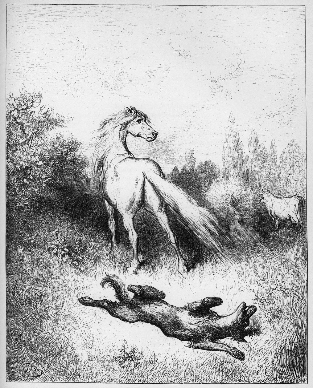 Das Pferd und der Wolf - aus "Fabeln" von Jean de La Fontaine von Gustave Dore