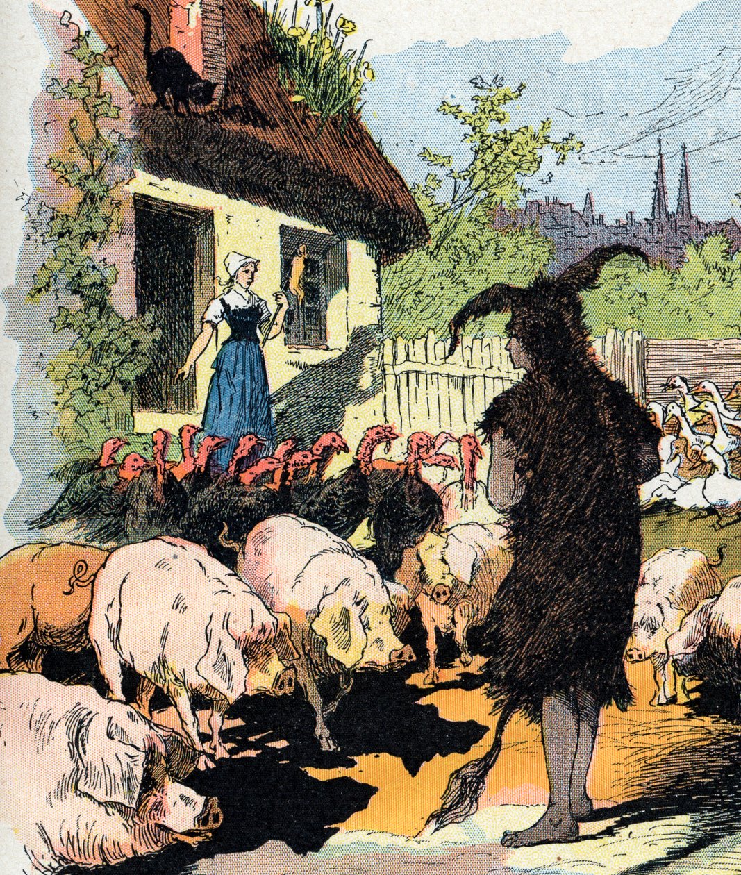Handmaid Eselshaut. Illustration von Gustave Fraipont für „Eselshaut“, Märchen von Charles Perrault von Gustave Fraipont