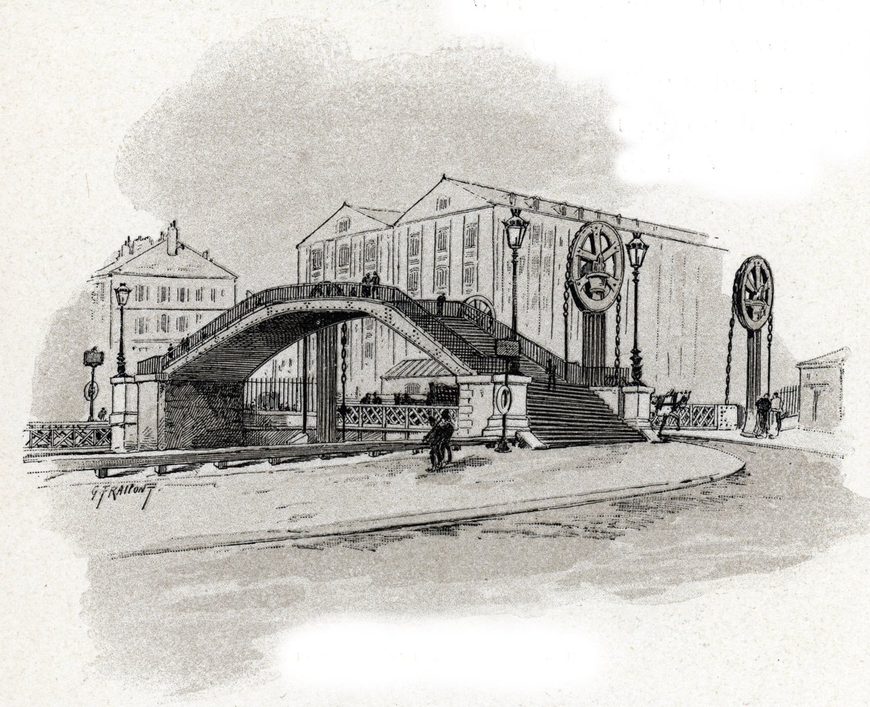 Ansicht der Hubbrücke der Rue de Crimee, Kanal de l