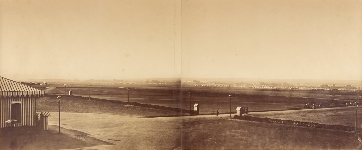 Panorama des Lagers bei Châlons (sechs Fotografien in drei Rahmen) von Gustave Le Gray