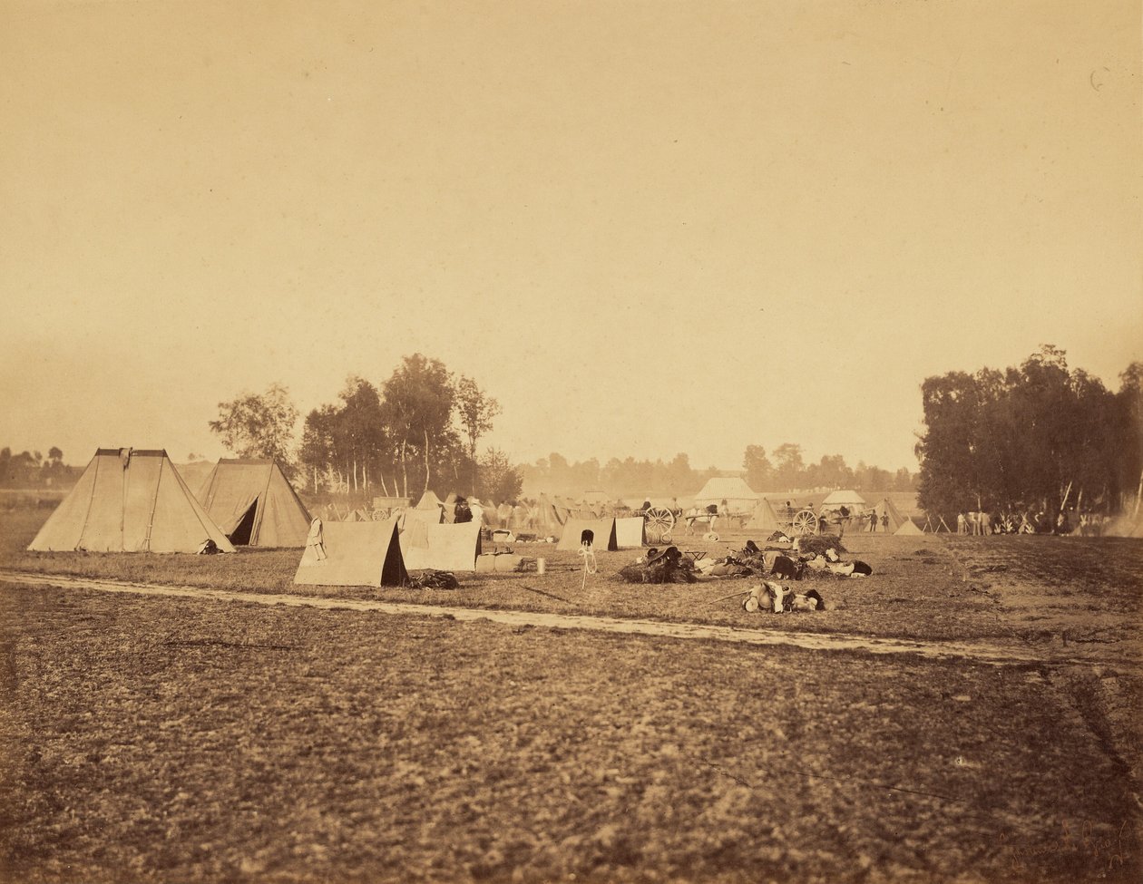 Zelte und militärische Ausrüstung, Camp de Chalons von Gustave Le Gray