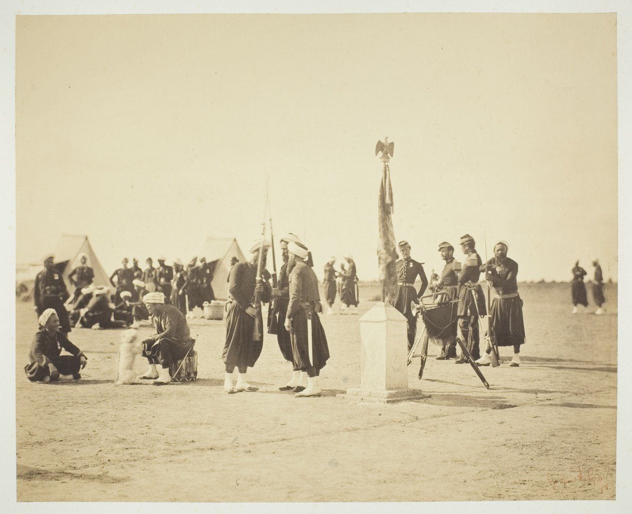 Die gehisste Flagge des Zouavenregiments, Camp de Châlons von Gustave Le Gray
