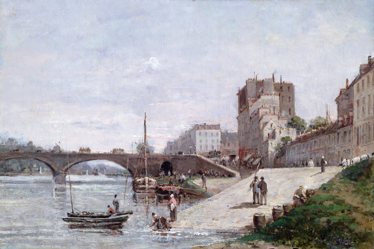 Die Seine und der Hafen von Courbevoie von Gustave Mascart