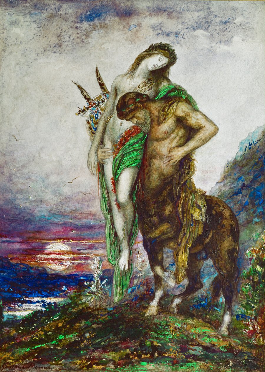 Toter Dichter von einem Zentaur getragen von Gustave Moreau