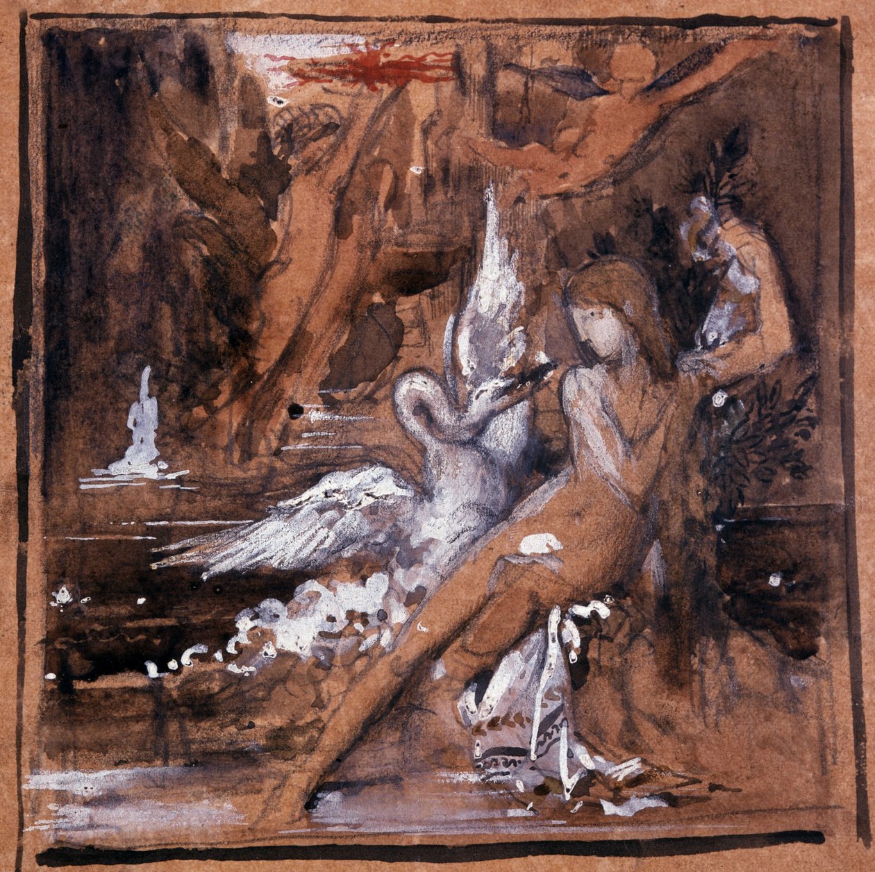 Leda und der Schwan. Zeichnung von Gustave Moreau (1826-1898) von Gustave Moreau