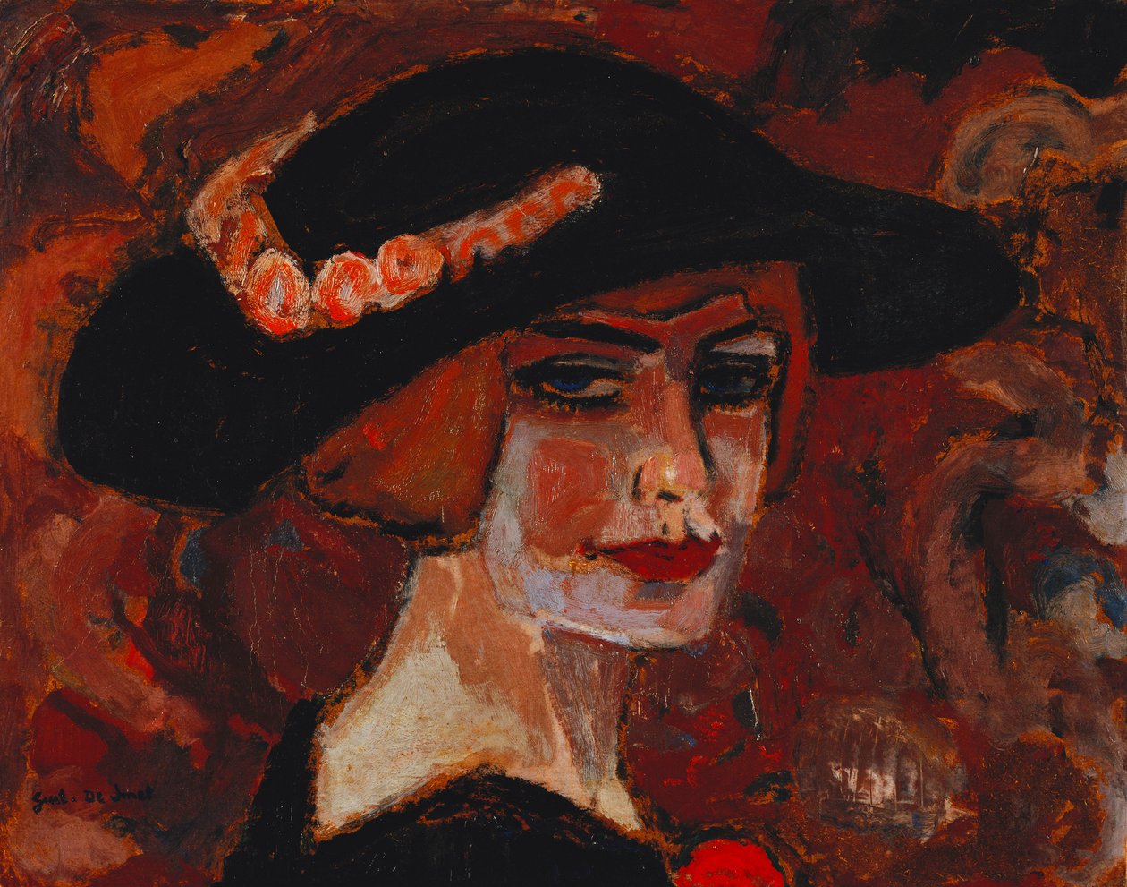 Junge Frau mit Hut von Gustave de Smet