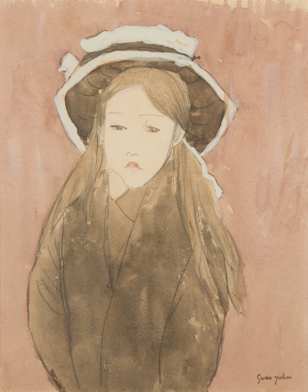 Kleines Mädchen mit großem Hut von Gwen John