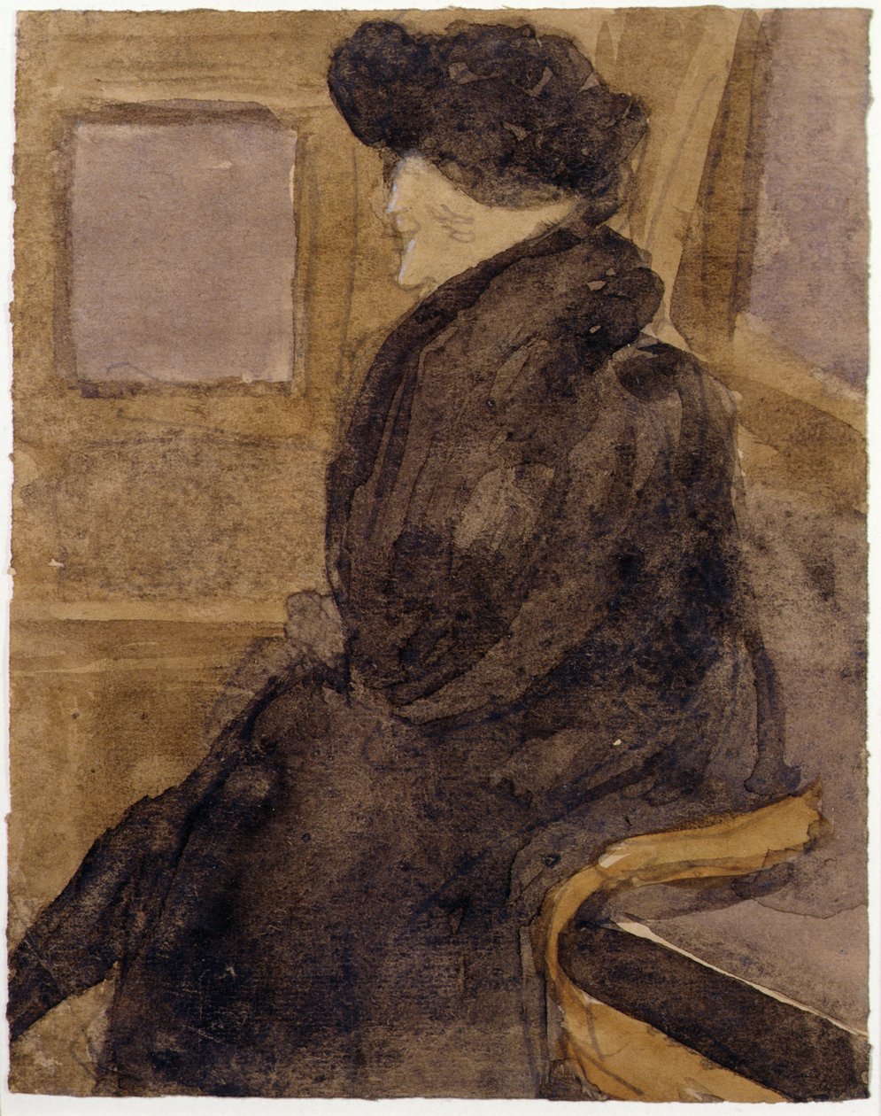 Alte Frau in einer Straßenbahn von Gwen John