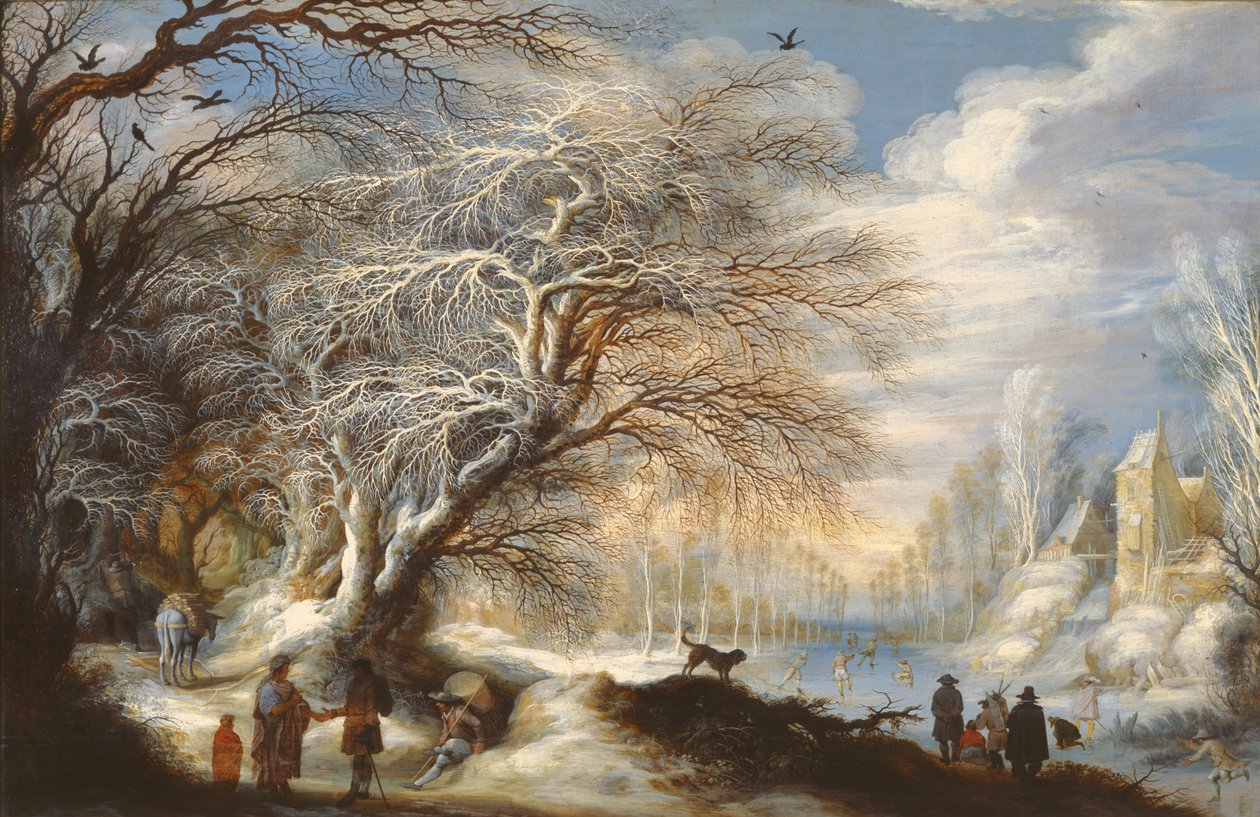 Schlittschuhläufer auf einem Kanal oder Winterlandschaft von Gysbrecht Lytens or Leytens