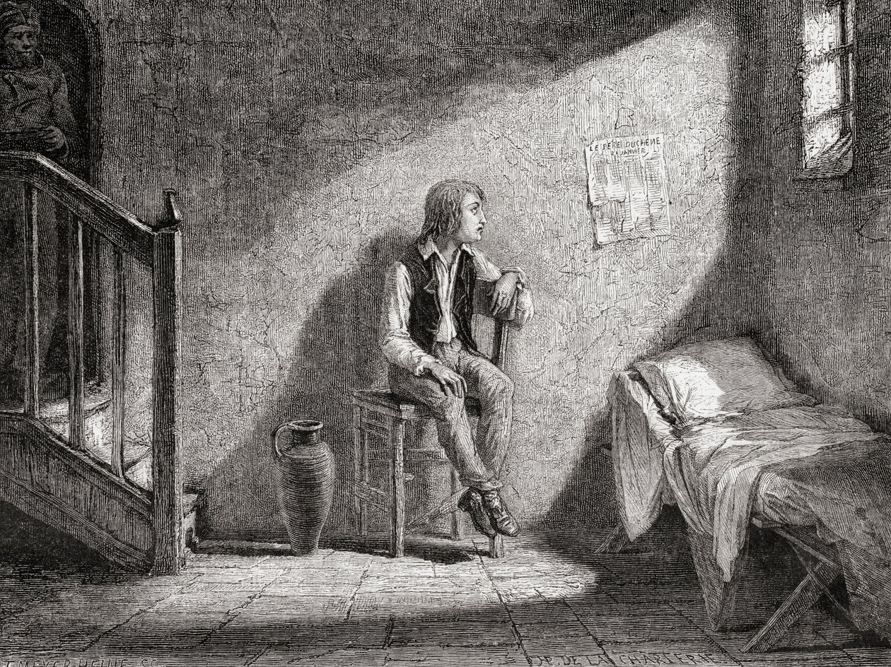 Der Dauphin in Gefangenschaft 1792, graviert von Theodor Meyer-Heine von H. de la Charlerie