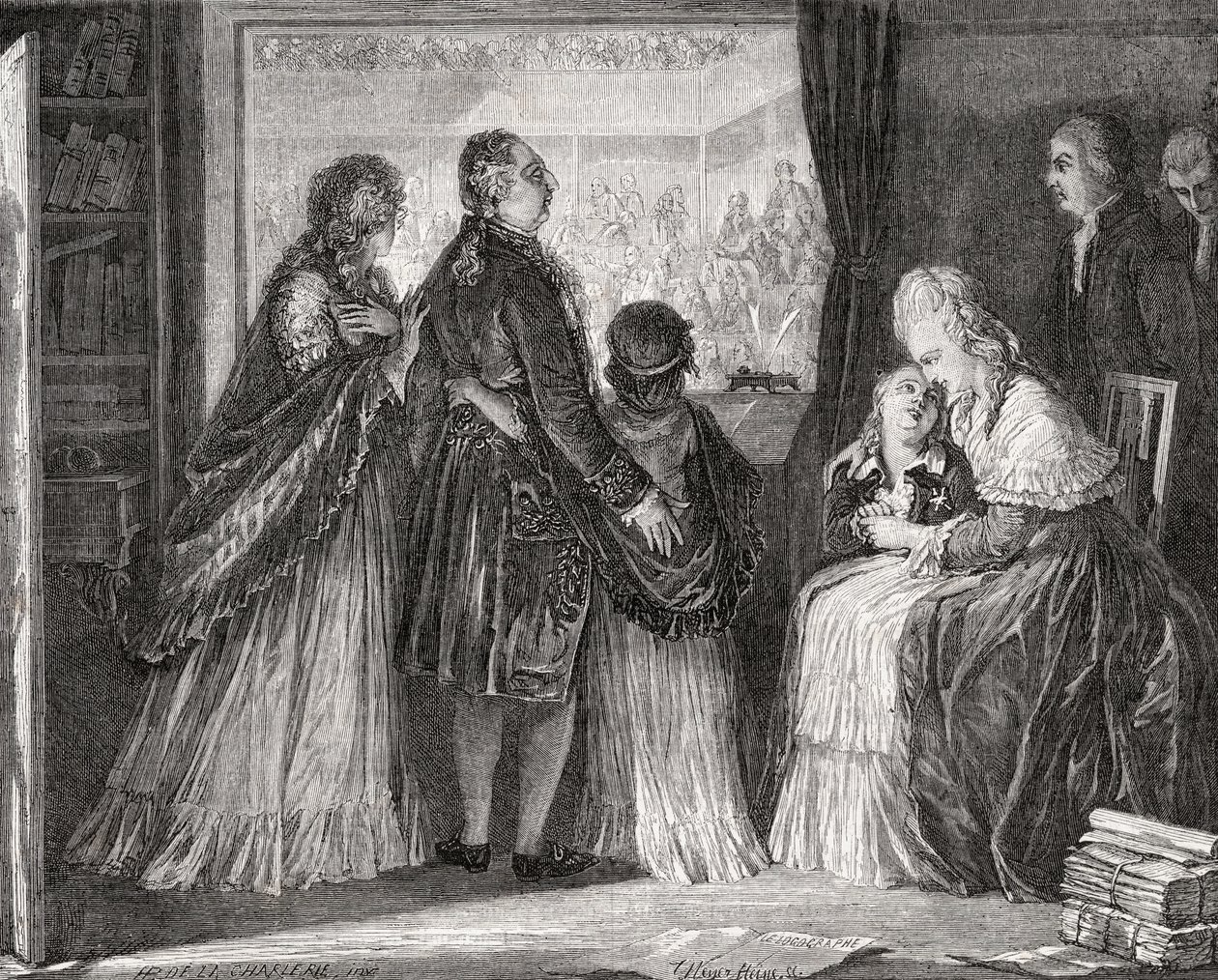 Die königliche Familie sucht Zuflucht in der Versammlung von H. de la Charlerie