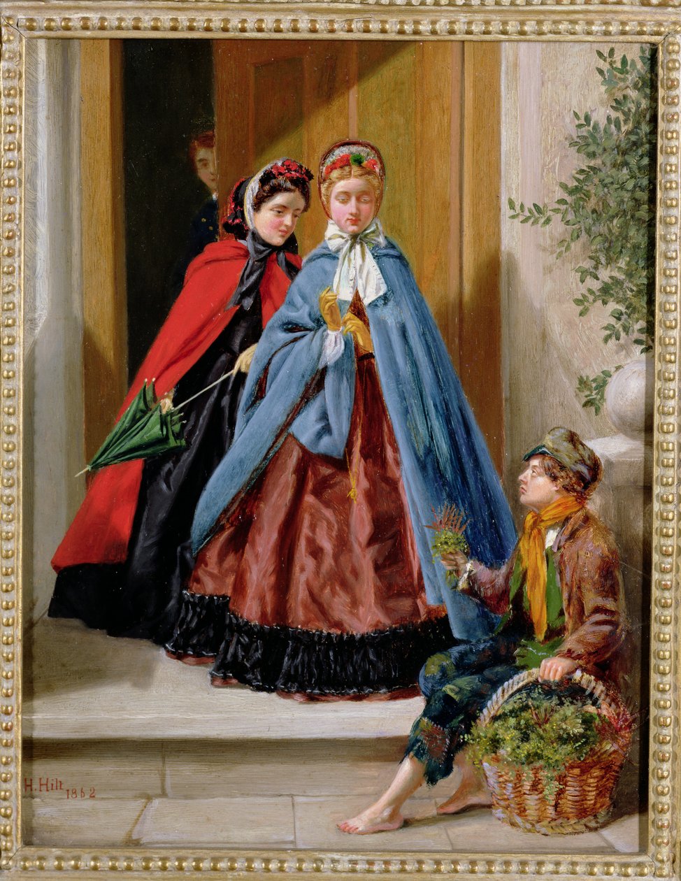 Die Blumenverkäuferin, 1862 von H. Hilt