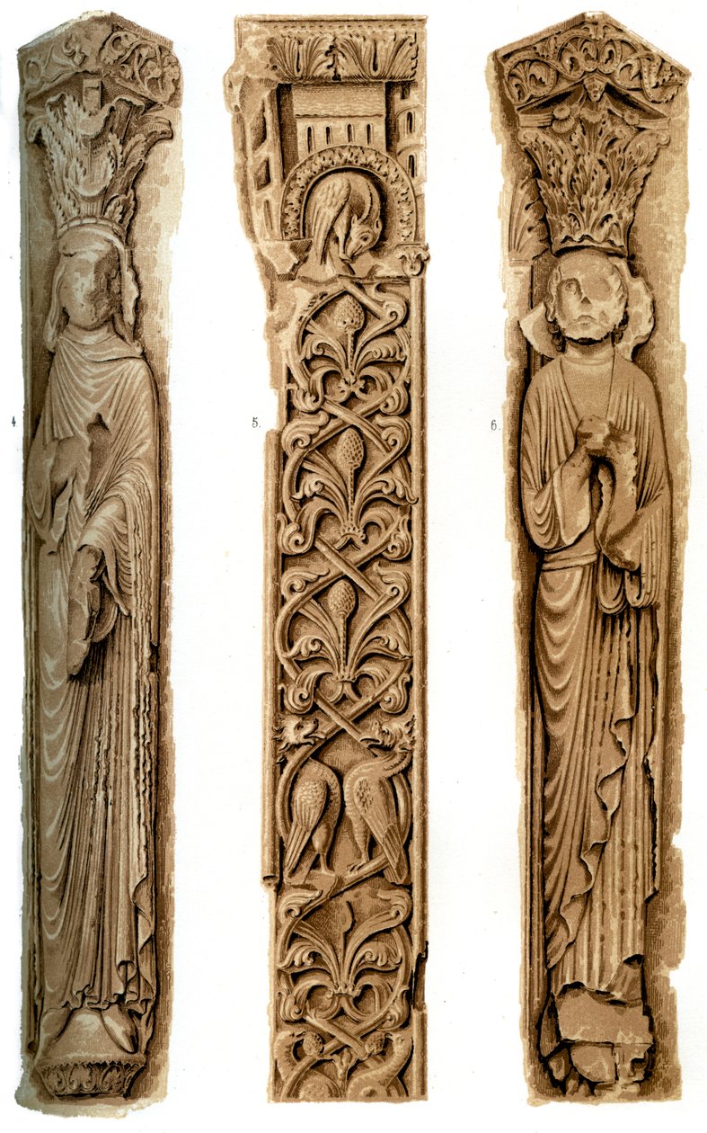 Außendekoration der Kathedrale von Le Mans, Le Mans, Frankreich, 15. Jahrhundert, 1849 von H. Moulin