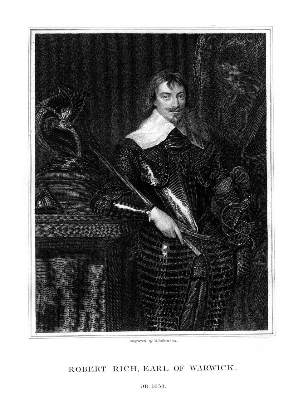Robert Rich, 2. Earl of Warwick, englischer Kolonialverwalter, 1827 von H. Robinson