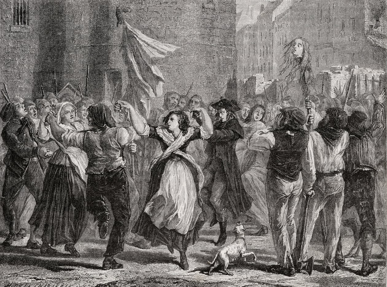 Der Kopf von Prinzessin Lamballe (1749-92) in Paris ausgestellt, 3. September 1792 von H. de la Charlerie