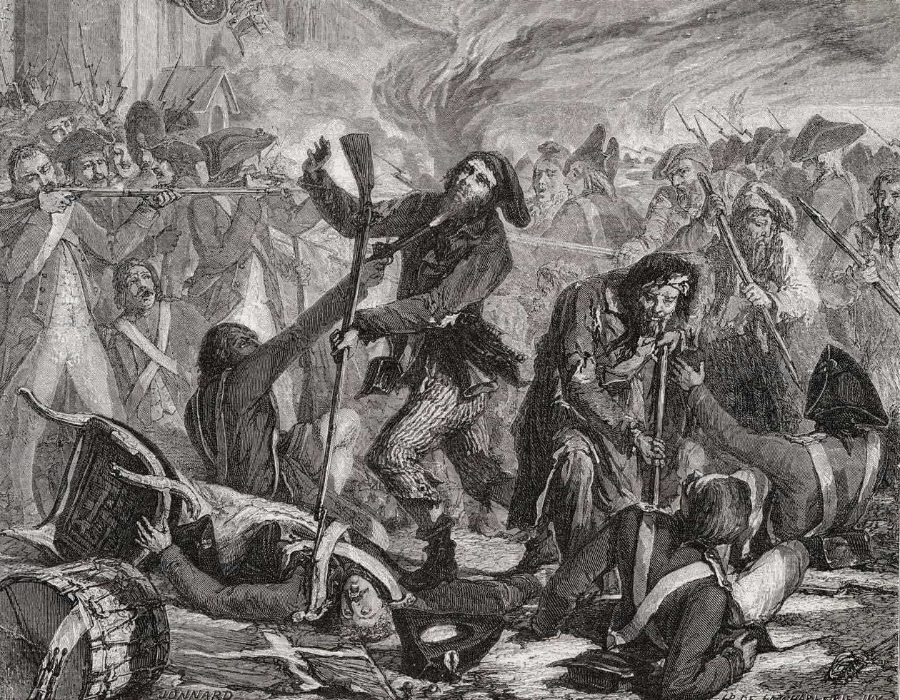 Das Massaker an der Schweizer Garde, 10. August 1792 von H. de la Charlerie