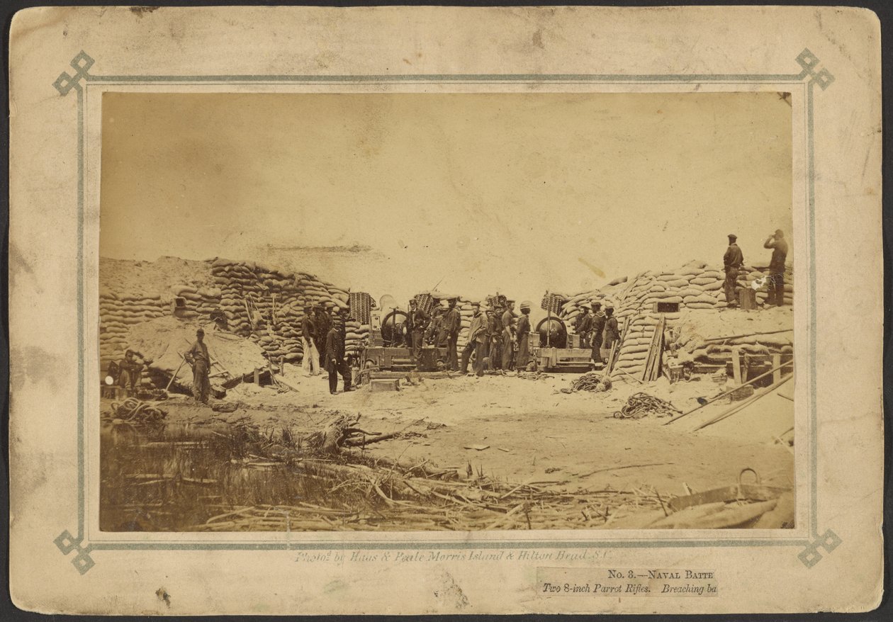 Marinebatterie, Zwei 8-Zoll-Papageiengeschütze, Brechbatterie gegen Sumter von Haas and Peale
