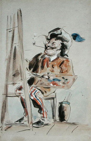 Karikatur eines Künstlers von Hablot Knight Browne