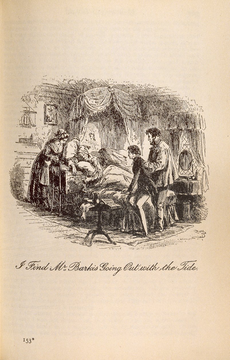 Ich finde Mr. Barkis, der mit der Flut hinausgeht, aus David Copperfield von Charles Dickens von Hablot Knight Browne