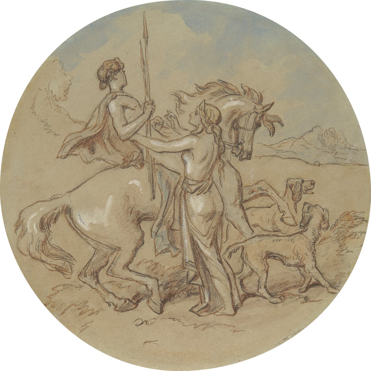 Eines von achtzehn Designs für eine Serie von Platten, die Venus und Adonis illustrieren von Hablot Knight Browne