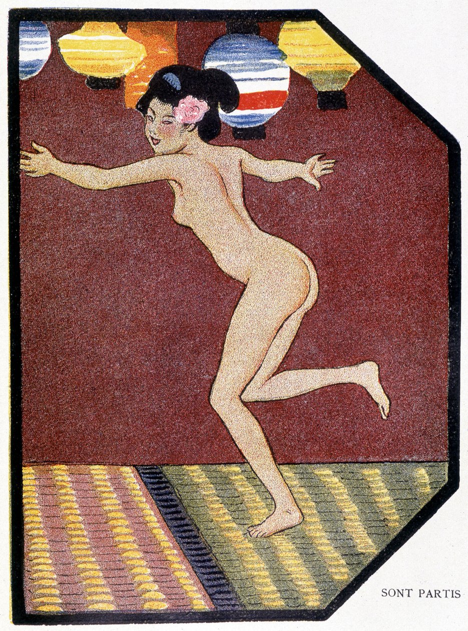 Junge japanische Nackttänzerin - in „Japanische Puppe“ von Félicien Champsaur, ill. Hanafusa Itcho, Paris von Hanabusa Itcho