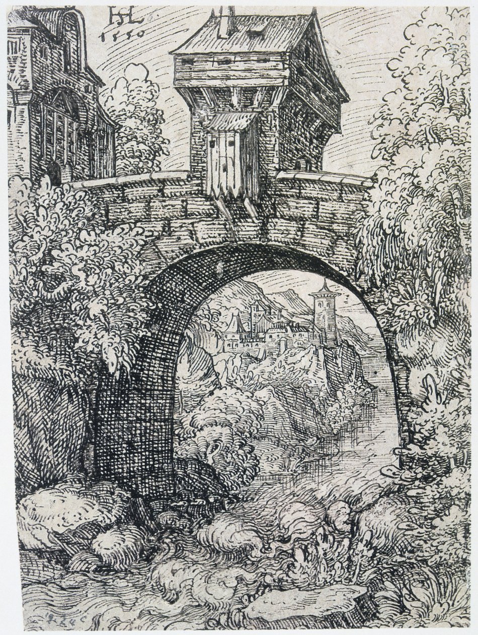 Landschaft mit Brücke, 1550 von Hanns Sebald Lautensack