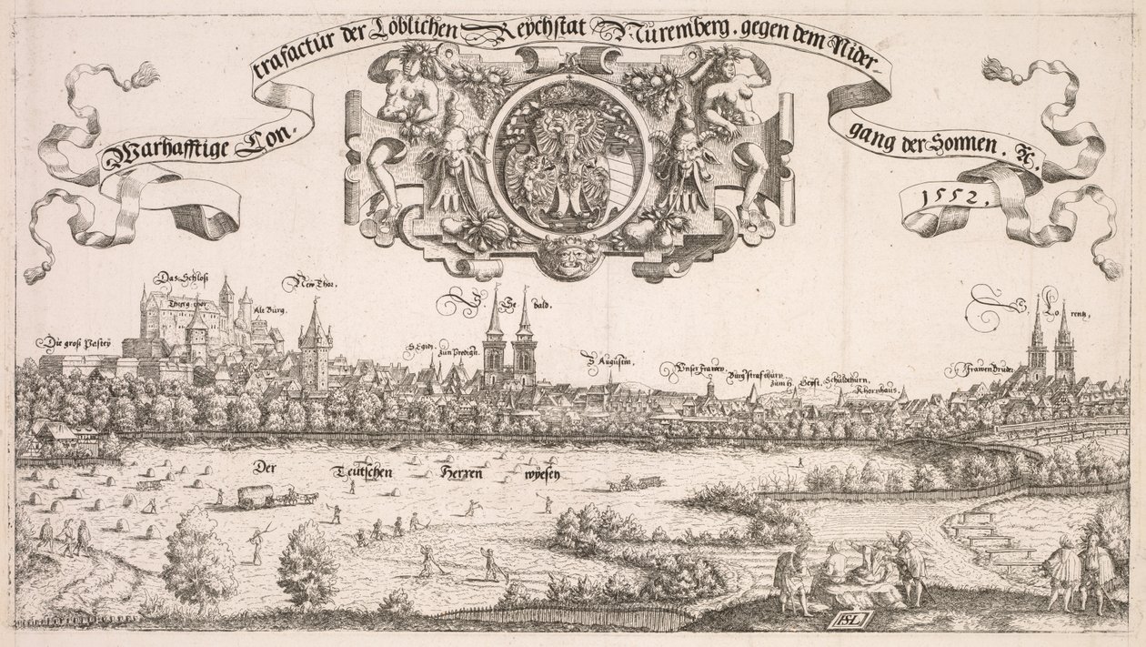 Panoramablick auf Nürnberg: Mittelteil, 1552 von Hanns Sebald Lautensack