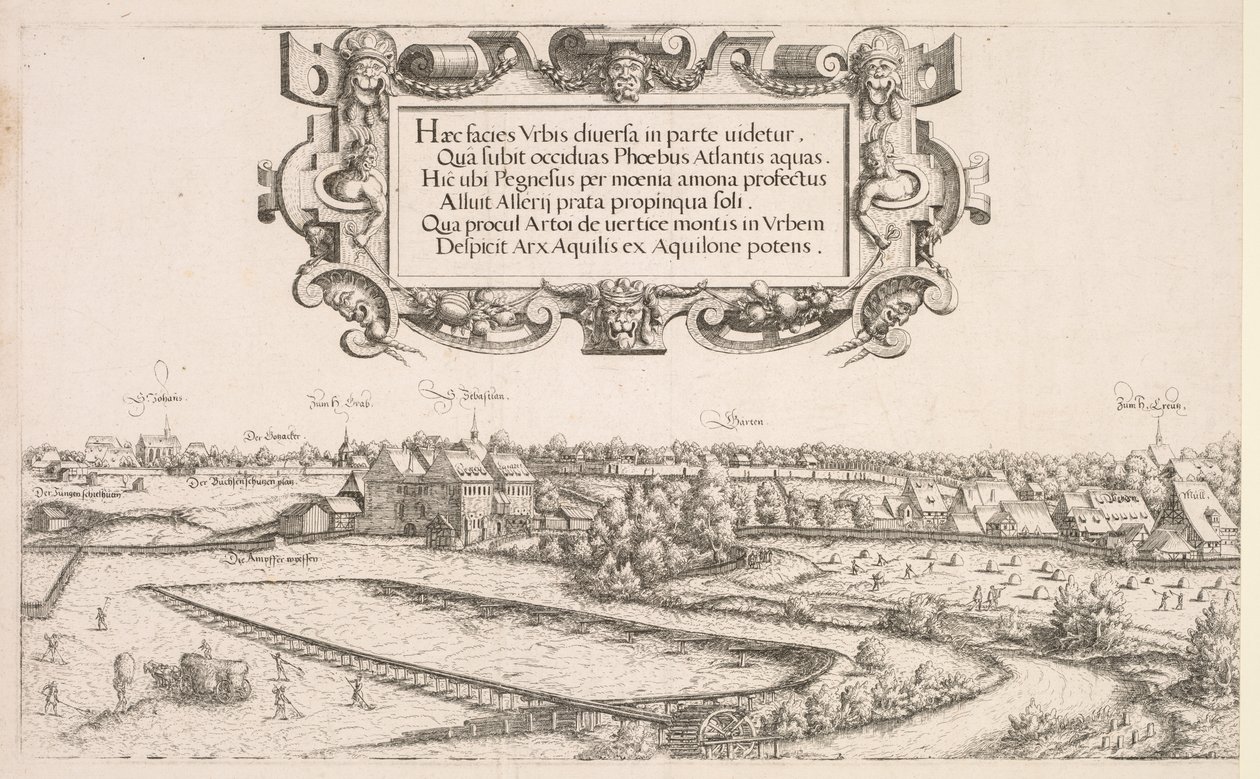Panoramablick auf Nürnberg: Linker Teil, 1552 von Hanns Sebald Lautensack