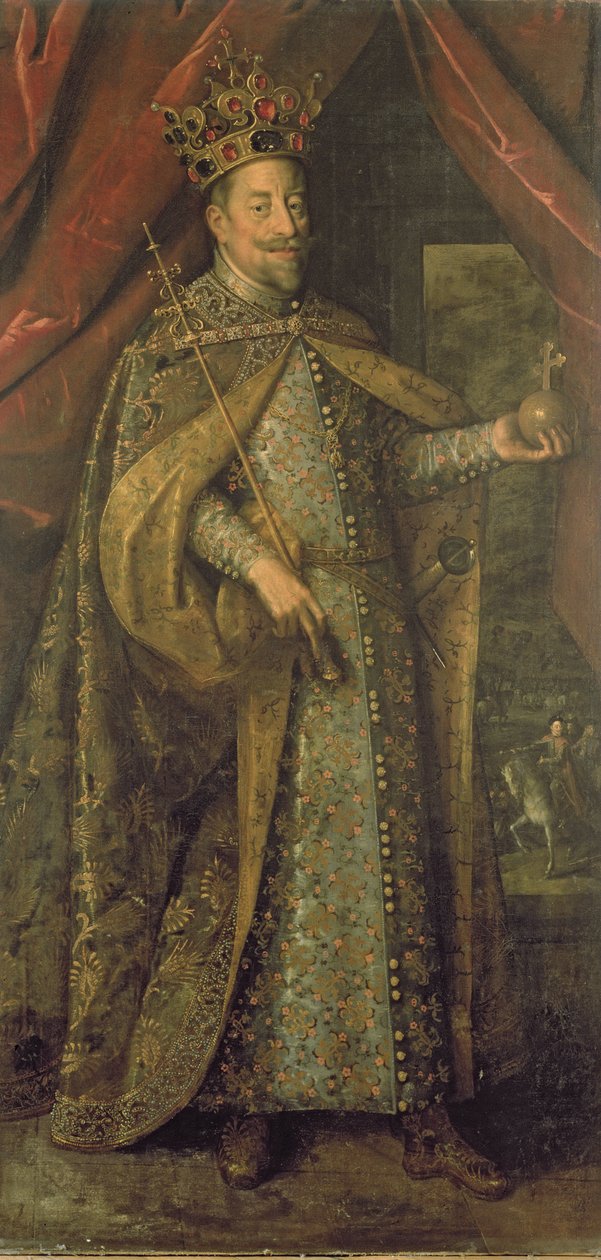 Kaiser Matthias von Österreich in böhmischen Krönungsroben, ca. 1613 von Hans von Aachen