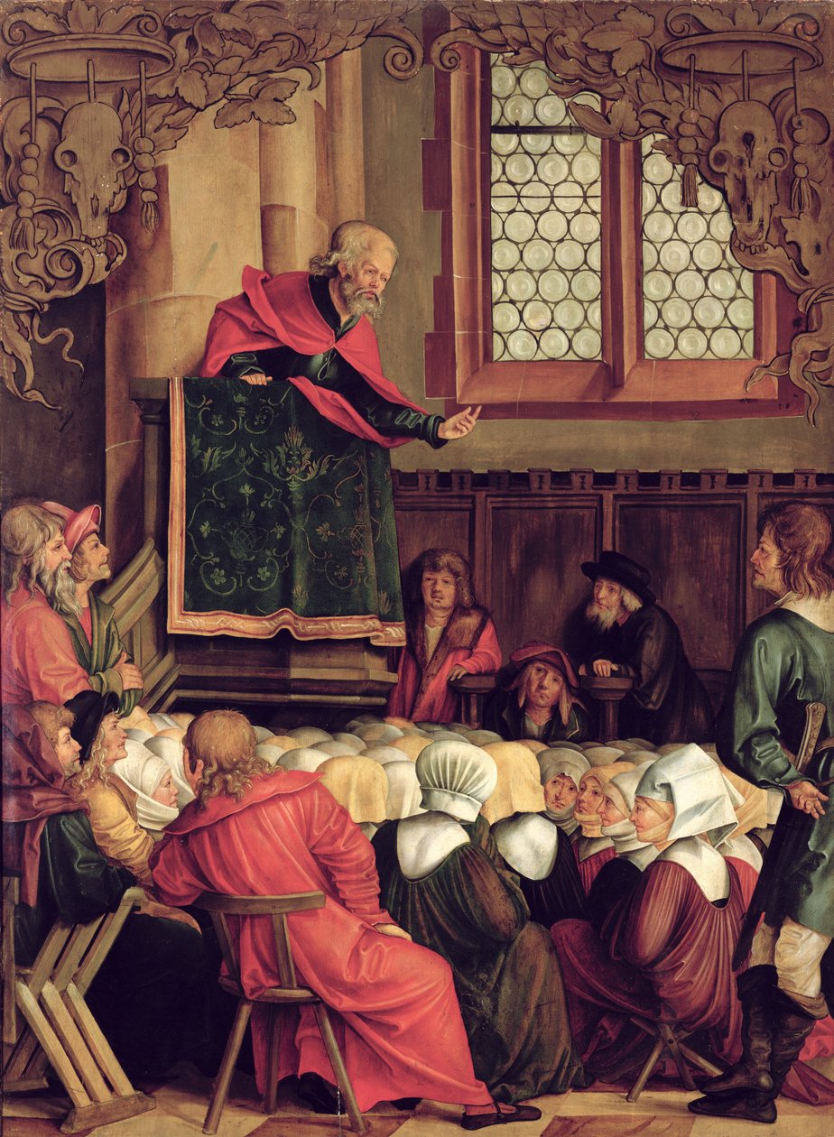 Die Predigt des Hl. Petrus, aus einem Polyptychon mit Szenen aus dem Leben der Hl. Petrus und Paulus von Hans Suess Kulmbach