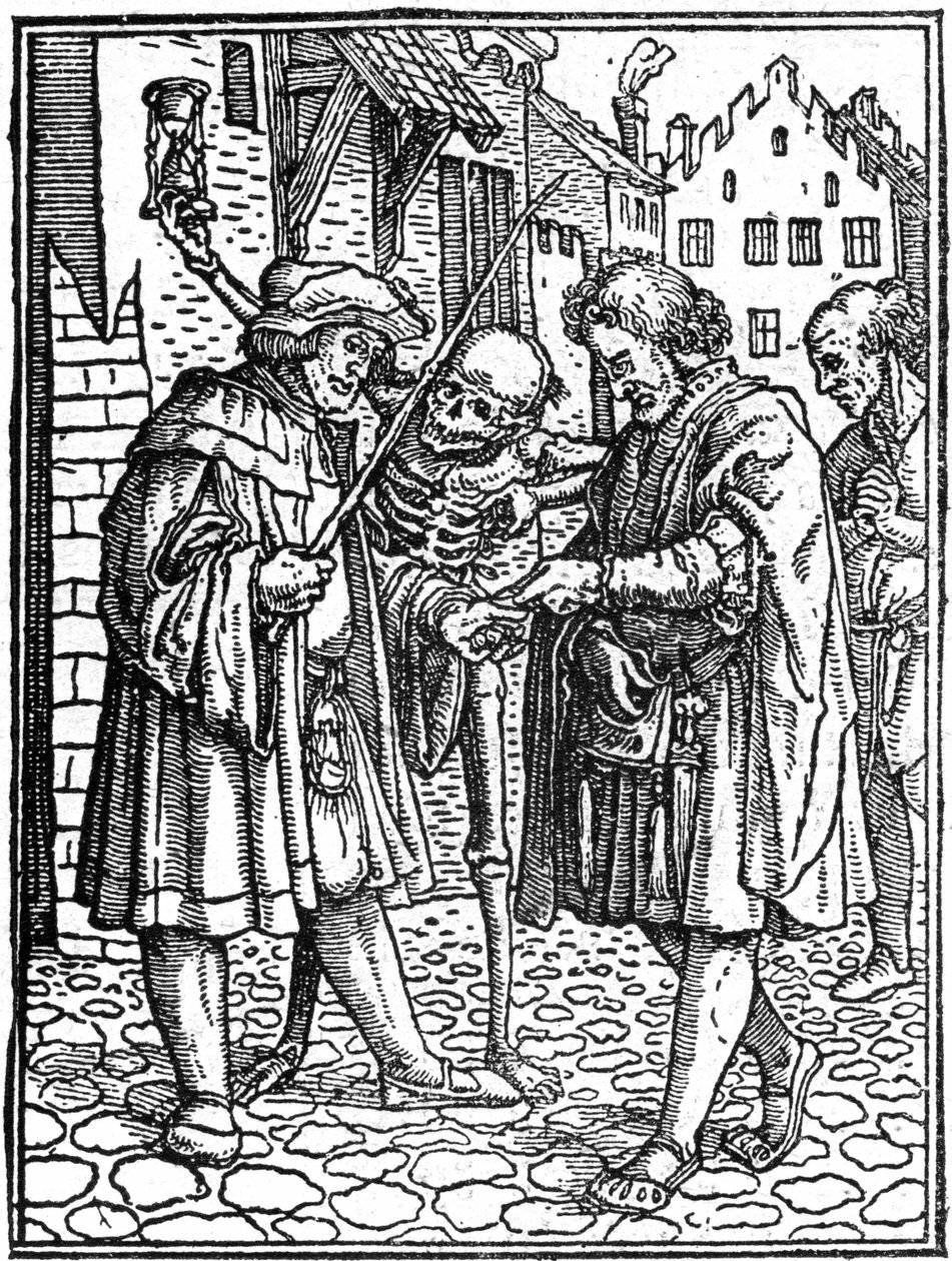 Der vorgetäuschte Tod von Hans Holbein dem Jüngeren: der Anwalt (Gravur) von Hans (after) Holbein the Younger