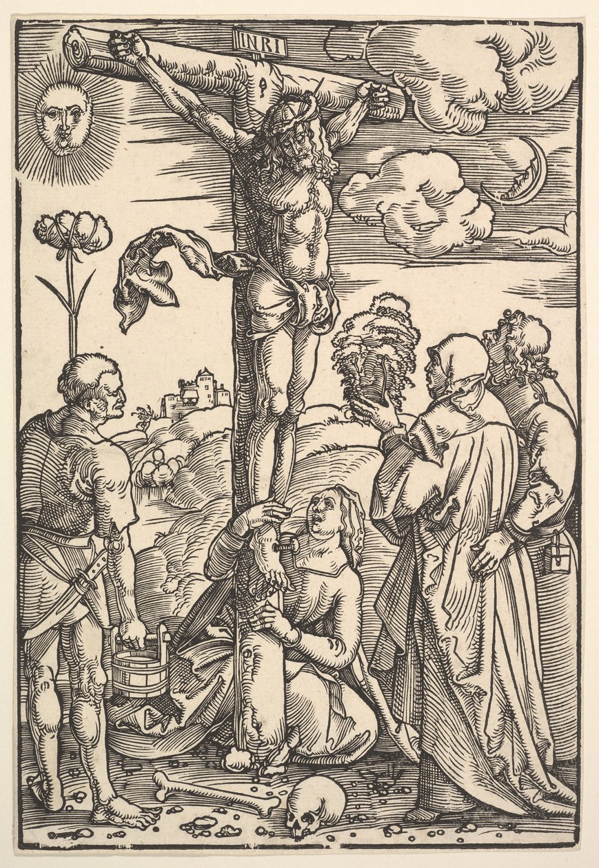 Christus am Kreuz mit der Jungfrau und den Heiligen Longinus, Maria Magdalena und Johannes, 1505 von Hans Baldung
